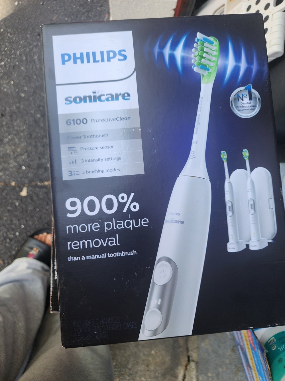 Philips Sonicare 6100 Electric Toothbrush – White with Green Brush Head